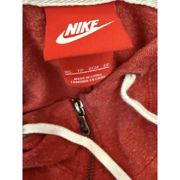 Nike Heather Red Logo Just Do it Lightweight Full Zip Up Hoodie Jacket Size XS - Picture 3 of 3
